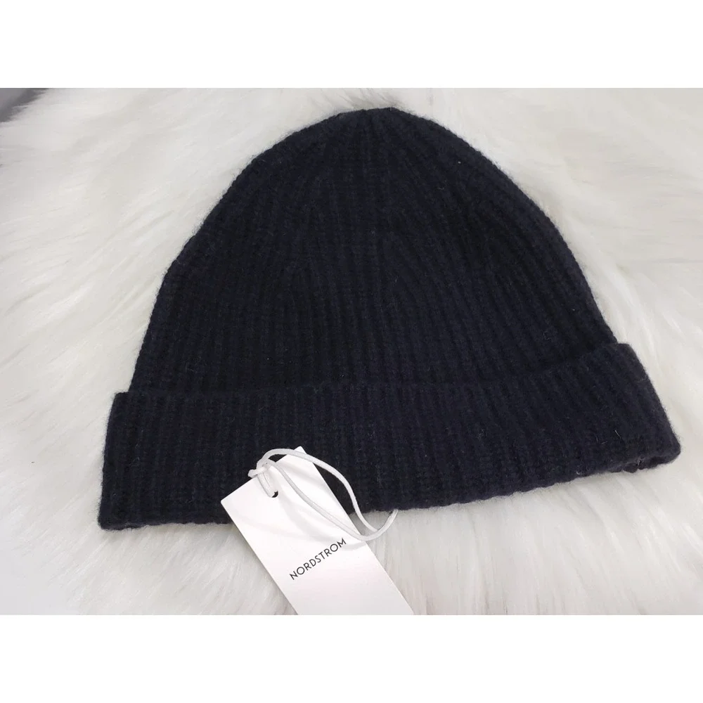 LOT 2 BIG KID TEEN CASHMERE & WOOL BLEND - black beanie hat knit winter warm SKI